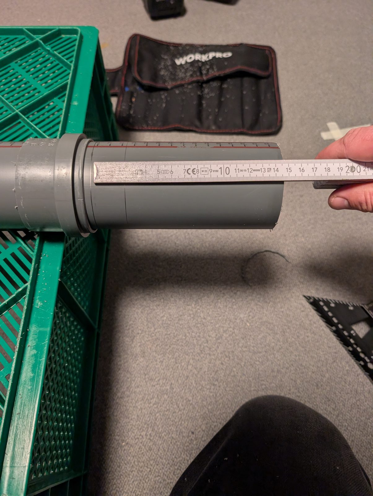 HT DN75 pipe and marking its length